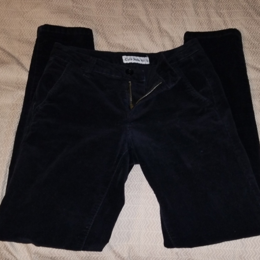 Black velour straight leg pants by Cielo Jeans